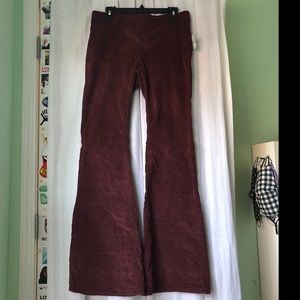 Maroon Free People Corduroy Stretchy Flare Pant